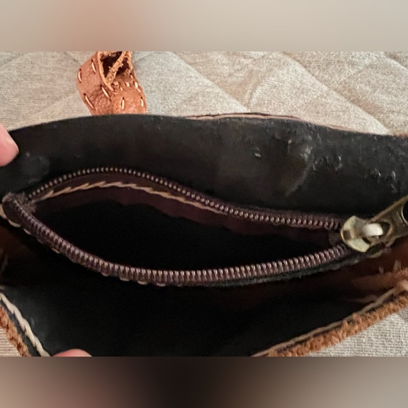 ATLAS GOODS Handmade Brown Leather Crossbody Southwest w Turquoise Purse Bag - Picture 9 of 11